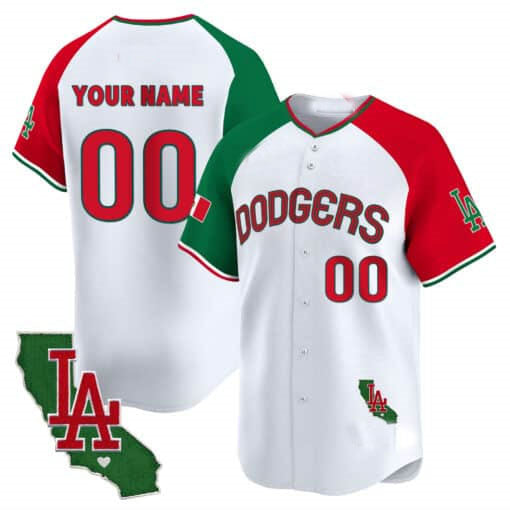 Dodgers Mexico California Patch Vapor Premier Limited Custom Jersey V3 – White Baseball Jersey