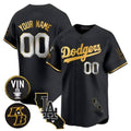 Dodgers Vin Patch & Kobe Bryant Gold Trim Vapor Premier Limited Custom Jersey V2 – All Stitched-Black Baseball Jersey