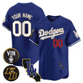 Dodgers Vin Patch & Kobe Bryant Gold Trim Vapor Premier Limited Custom Jersey V2 – Royal Baseball Jersey