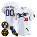 Dodgers Vin Patch & Kobe Bryant Gold Trim Vapor Premier Limited Custom Jersey V2 – White Baseball Jersey