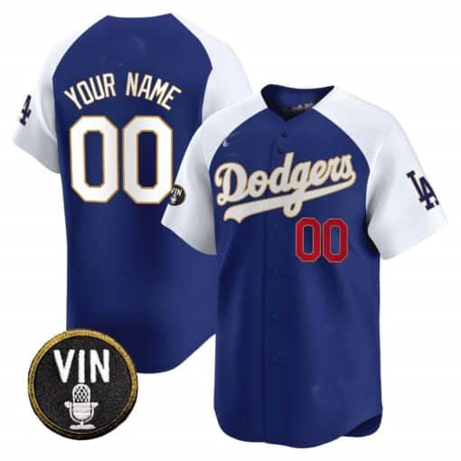 Dodgers Vin Scully Patch Gold Trim Vapor Premier Limited Custom Jersey – Royal White Baseball Jersey