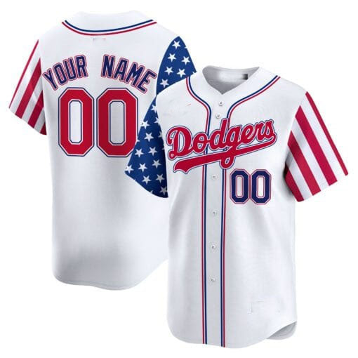 Dodgers White 2024 Independence Day Vapor Premier Limited Custom Jersey V2 – All Stitched-White Baseball Jersey