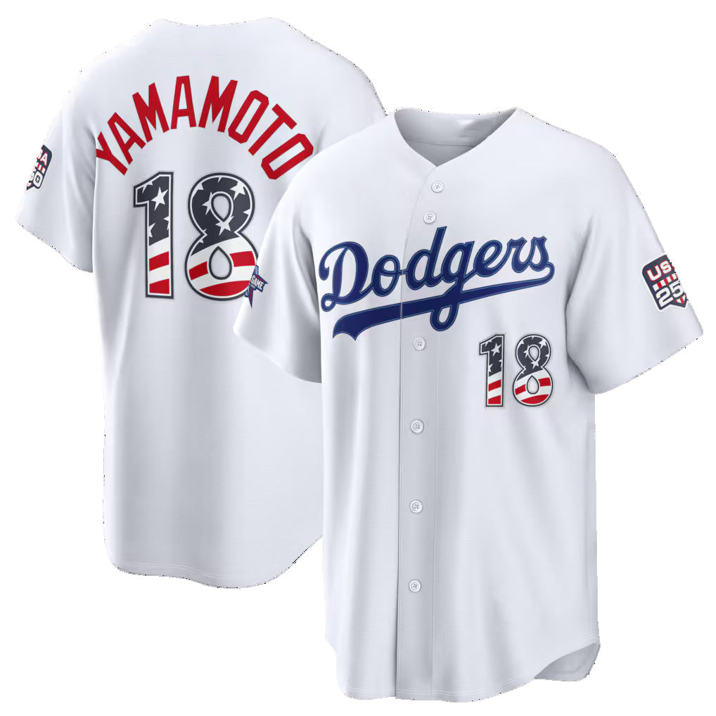 Los Angeles Dodgers #18 Yoshinobu Yamamoto 2026 All-Star Edition Stars & Stripes White Stadium Baseball Jersey