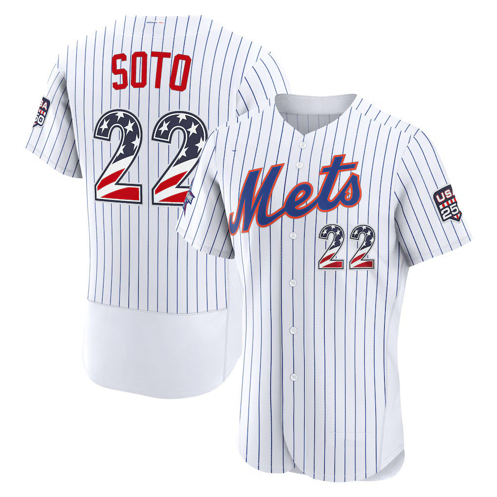 New York Mets #22 Juan Soto 2026 All-Star Edition Stars & Stripes White Authentic Baseball Jersey