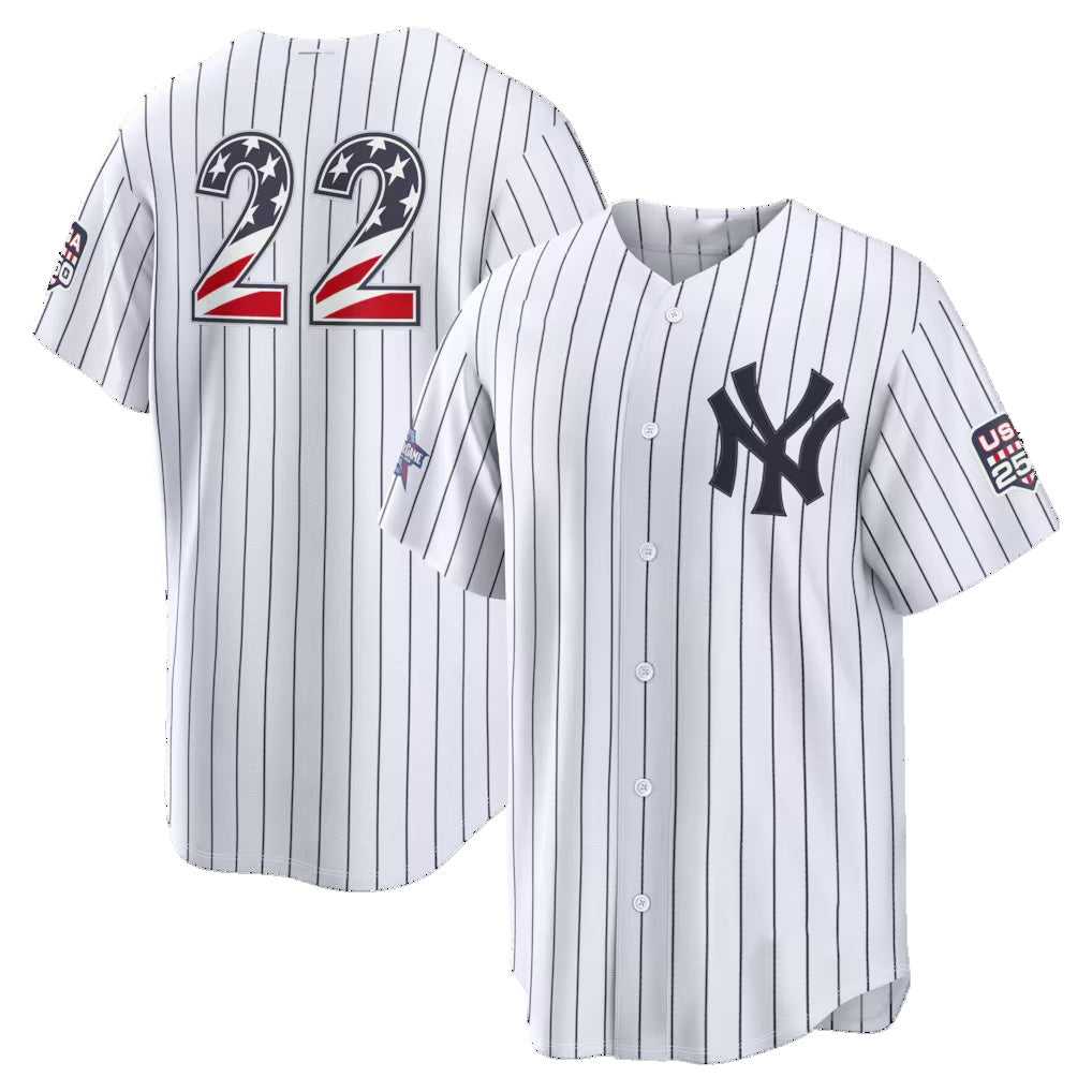New York Yankees #22 Ben Rice 2026 All-Star Edition Stars & Stripes White Stadium Baseball Jersey