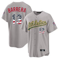 Oakland Athletics #13 Luis Barrera Player Gray USA 250 Fourth of July Home Game Stitched Baseball Jersey