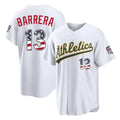 Oakland Athletics #13 Luis Barrera Player White USA 250 Fourth of July Home Game Stitched Baseball Jersey