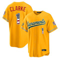 Oakland Athletics #1 Denzel Clarke Player Gold USA 250 Fourth of July Home Game Stitched Baseball Jersey