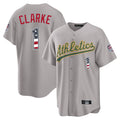 Oakland Athletics #1 Denzel Clarke Player Gray USA 250 Fourth of July Home Game Stitched Baseball Jersey