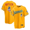 Oakland Athletics #4 Lawrence Butler Player Gold USA 250 Fourth of July Home Game Stitched Baseball Jersey
