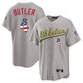 Oakland Athletics #4 Lawrence Butler Player Gray USA 250 Fourth of July Home Game Stitched Baseball Jersey