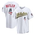 Oakland Athletics #4 Lawrence Butler Player White USA 250 Fourth of July Home Game Stitched Baseball Jersey