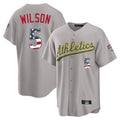 Oakland Athletics #5 Jacob Wilson Player Gray USA 250 Fourth of July Home Game Stitched Baseball Jersey