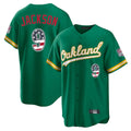 Oakland Athletics #9 Reggie Jackson Player Kelly Green USA 250 Fourth of July Home Game Stitched Baseball Jersey