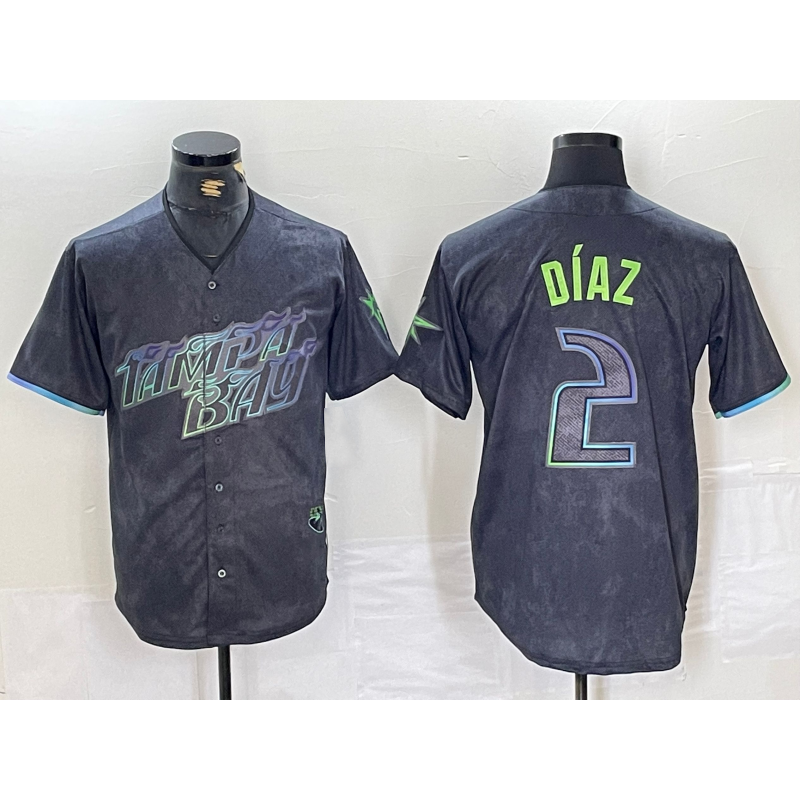 Tampa Bay Rays #2 Yandy Diaz Charcoal 2024 City Connect Limited Stitched Baseball Jersey