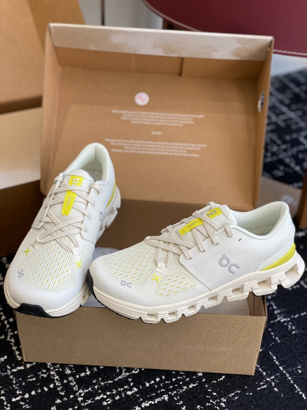 On Cloud X White Lemon Yellow Mesh Cross Training Jogging Sneakers