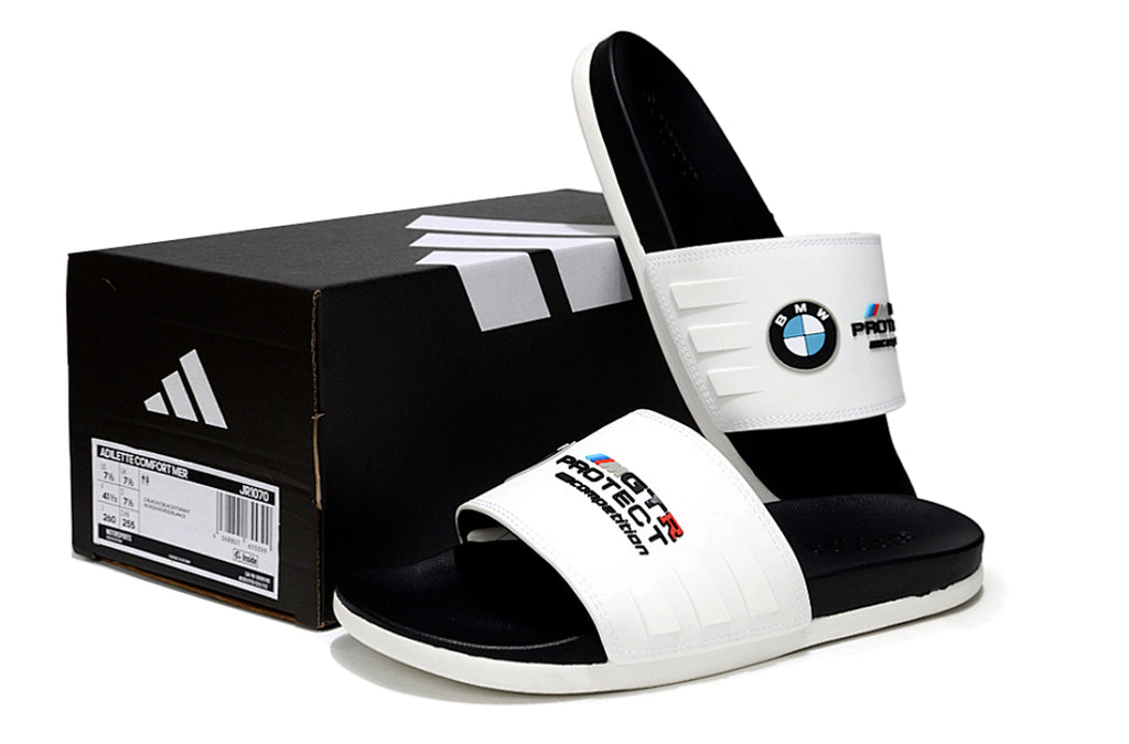 Adidas x BMW M GT3 Adilette Slides White Black Custom-Edition