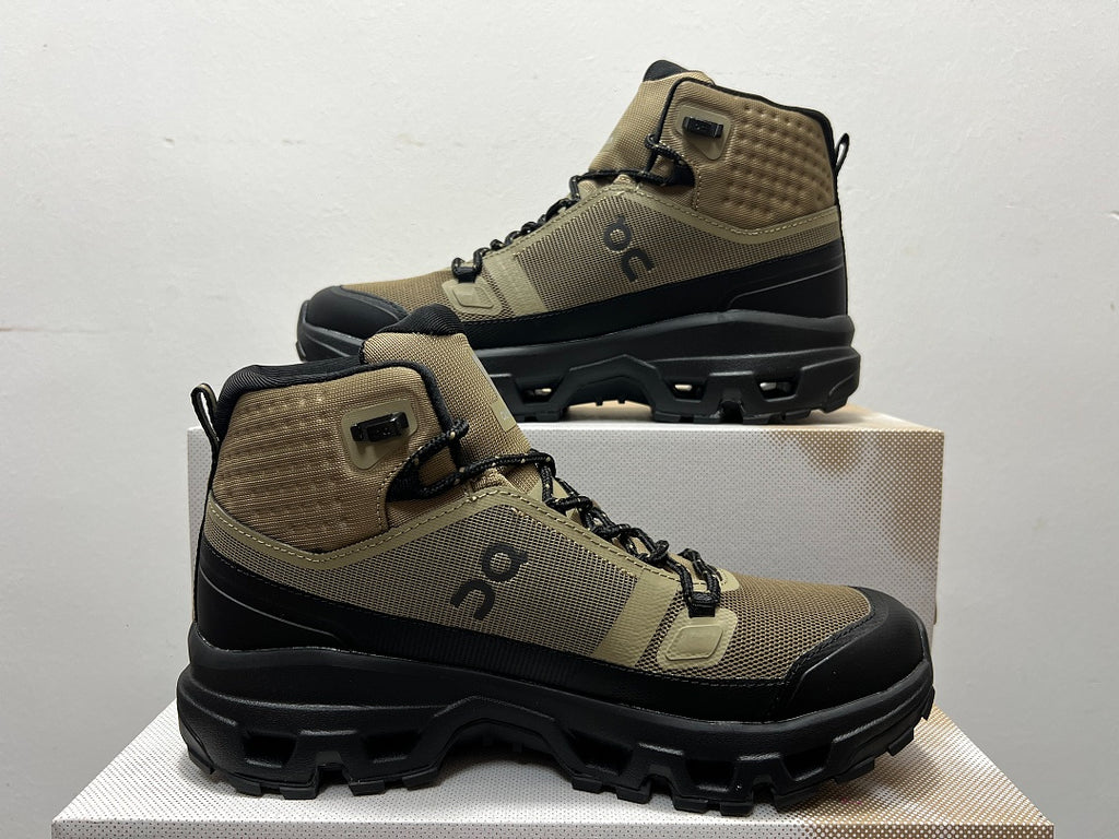 On Cloudrock Mid Waterproof Hiking Boots in Olive / Black