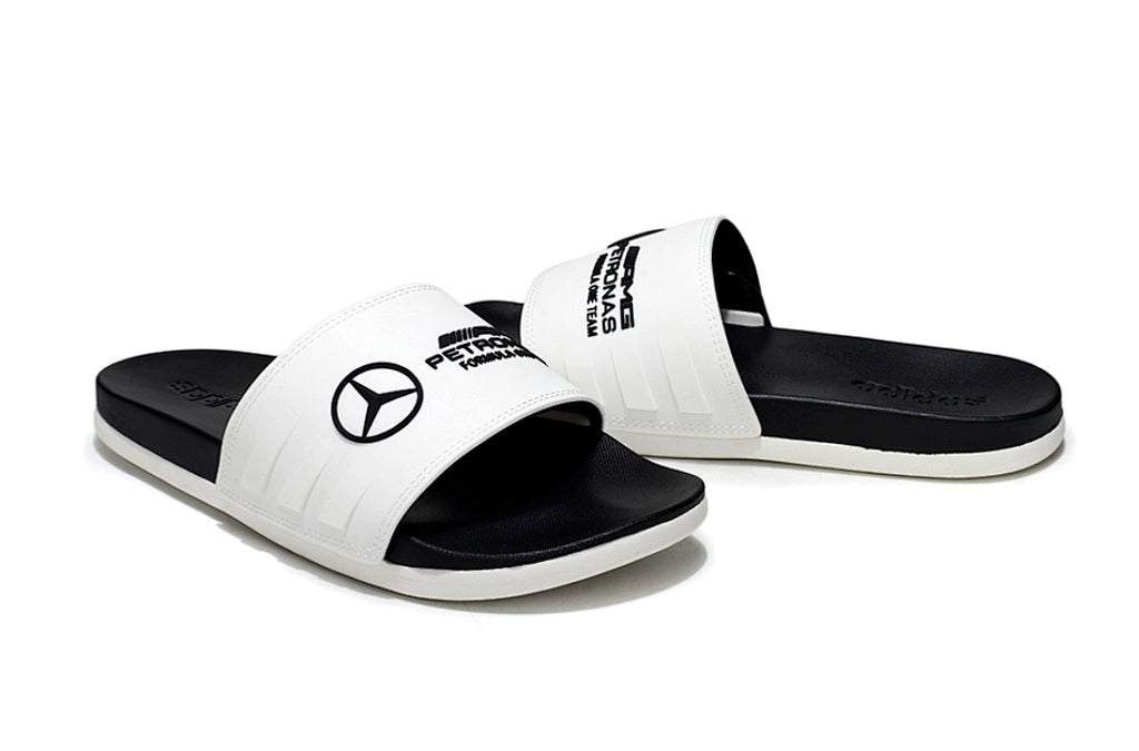 Adidas x Mercedes-Benz Adilette Slides White Black Custom-Edition