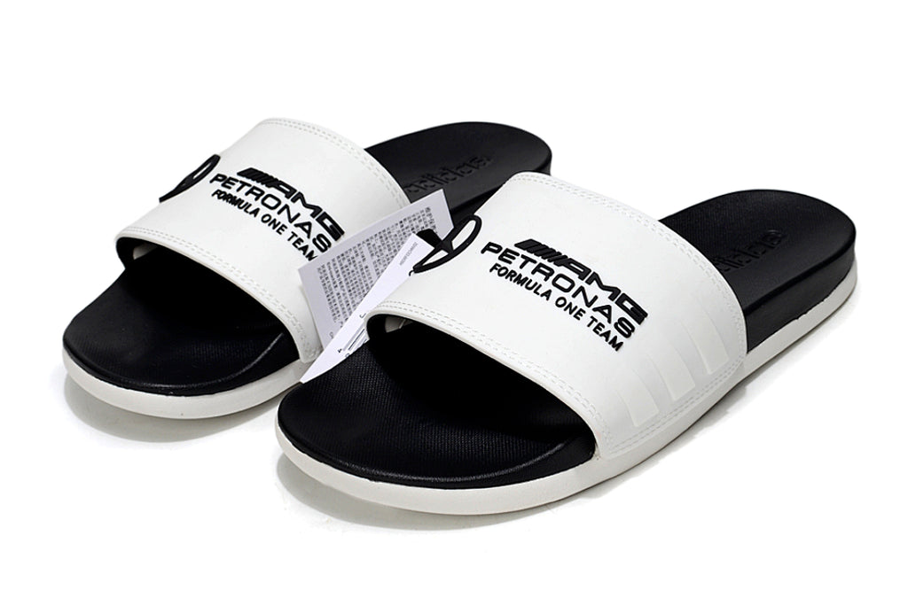 Adidas x Mercedes-Benz Adilette Slides White Black Custom-Edition