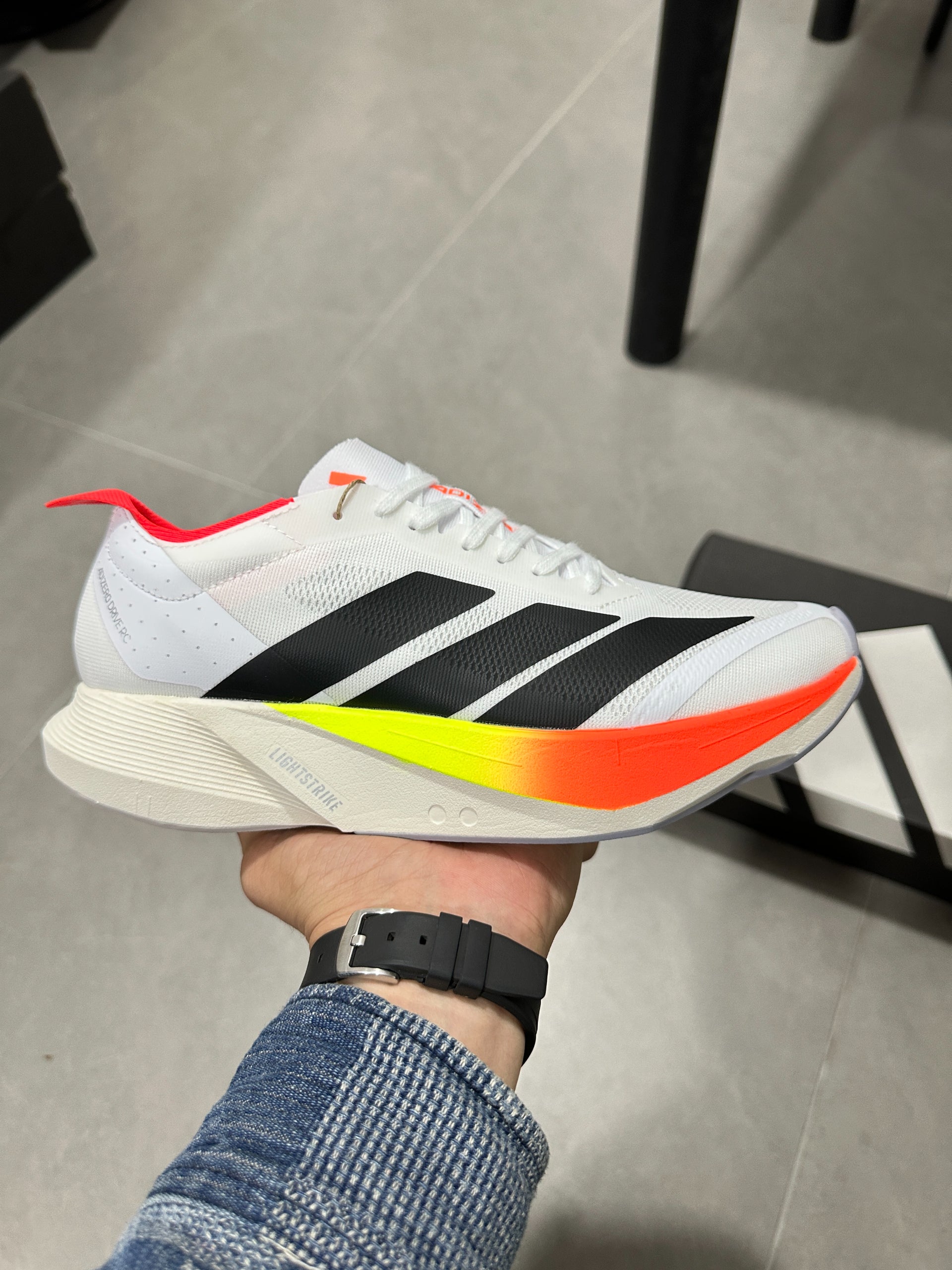 Adidas ADIZERO DRIVE RC Cloud White / Core Black / Solar Red colorway
