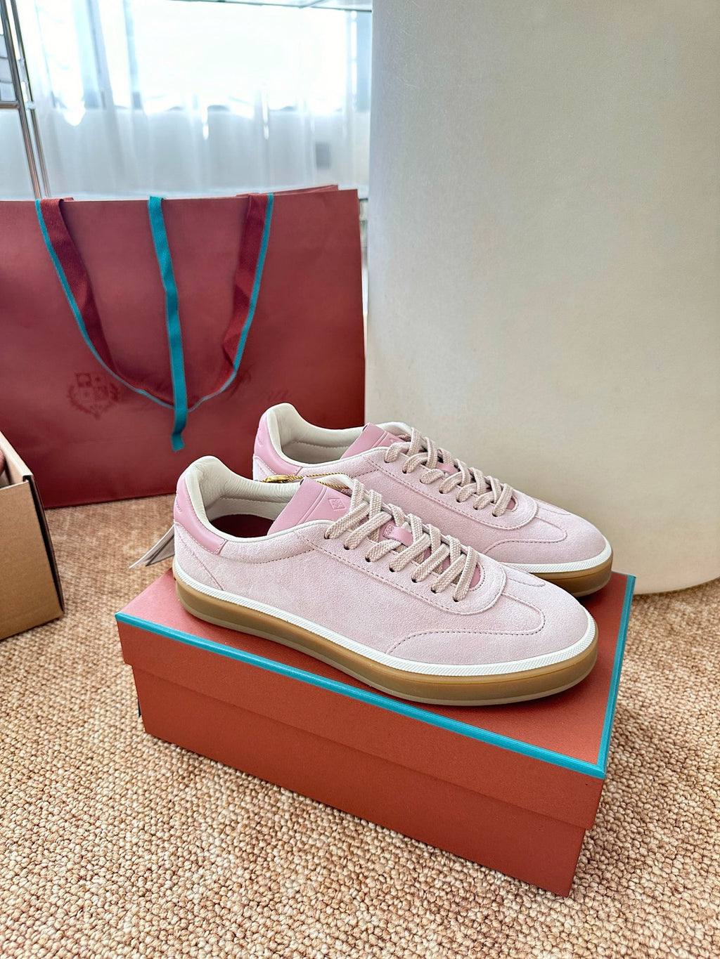 Loro Piana Suede Low-Top Sneakers - Blush Pink