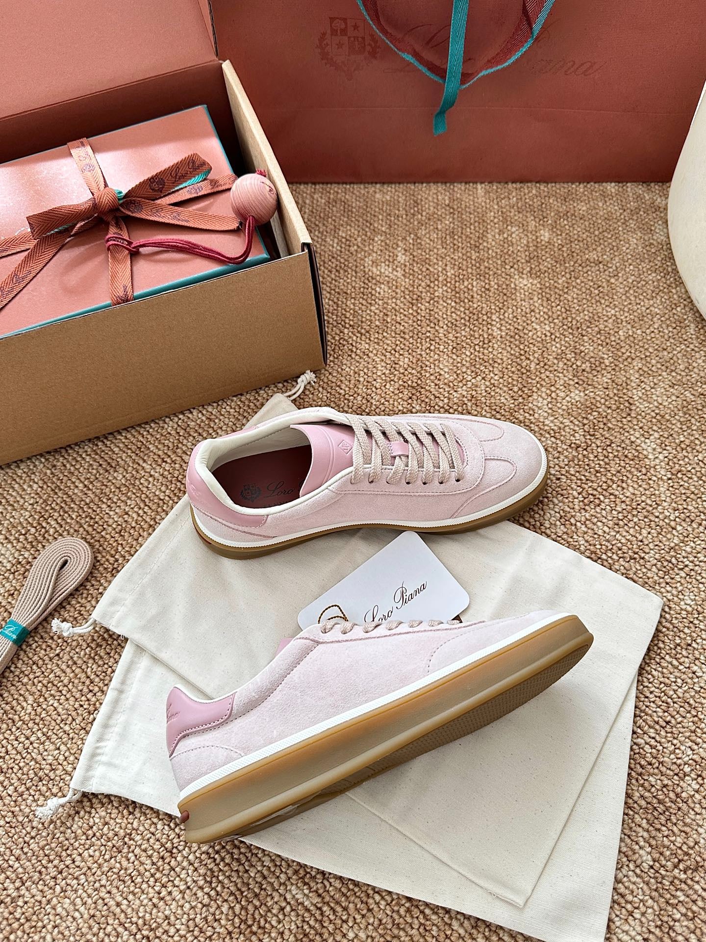 Loro Piana Suede Low-Top Sneakers - Blush Pink