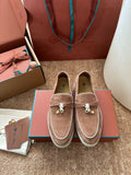 Loro Piana Summer Charms Walk Suede Loafers - Camel Brown