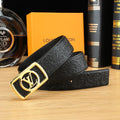 LV Floral Embossed Leather Belt with LV Logo Buckle