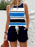 Set of Women'S Top And Shorts (Featuring Pockets), Trendy Digital Print