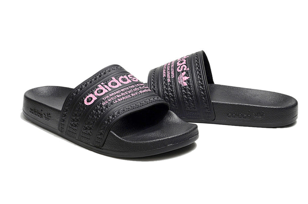 Adidas Originals Adilette Black/Pink Logo Slide Sandals GX6962