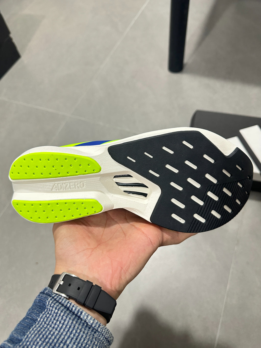 Adidas Adizero Pro (Solar Lime / Royal Blue colorway)