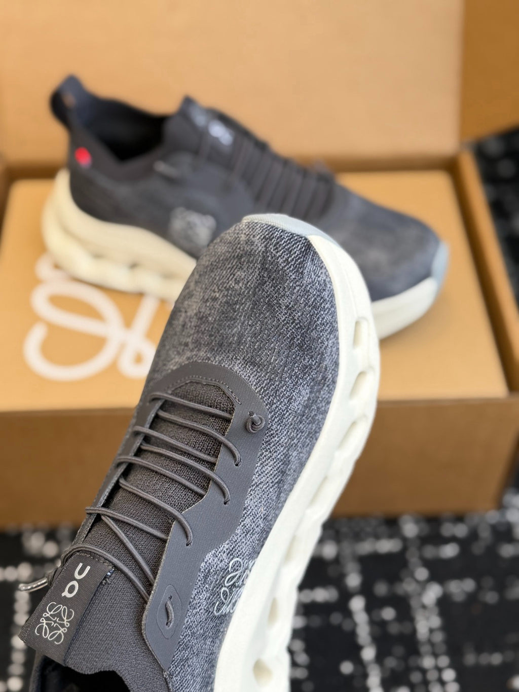 LOEWE x On Cloudtilt Heather Gray Knit Casual Jogging Sneakers