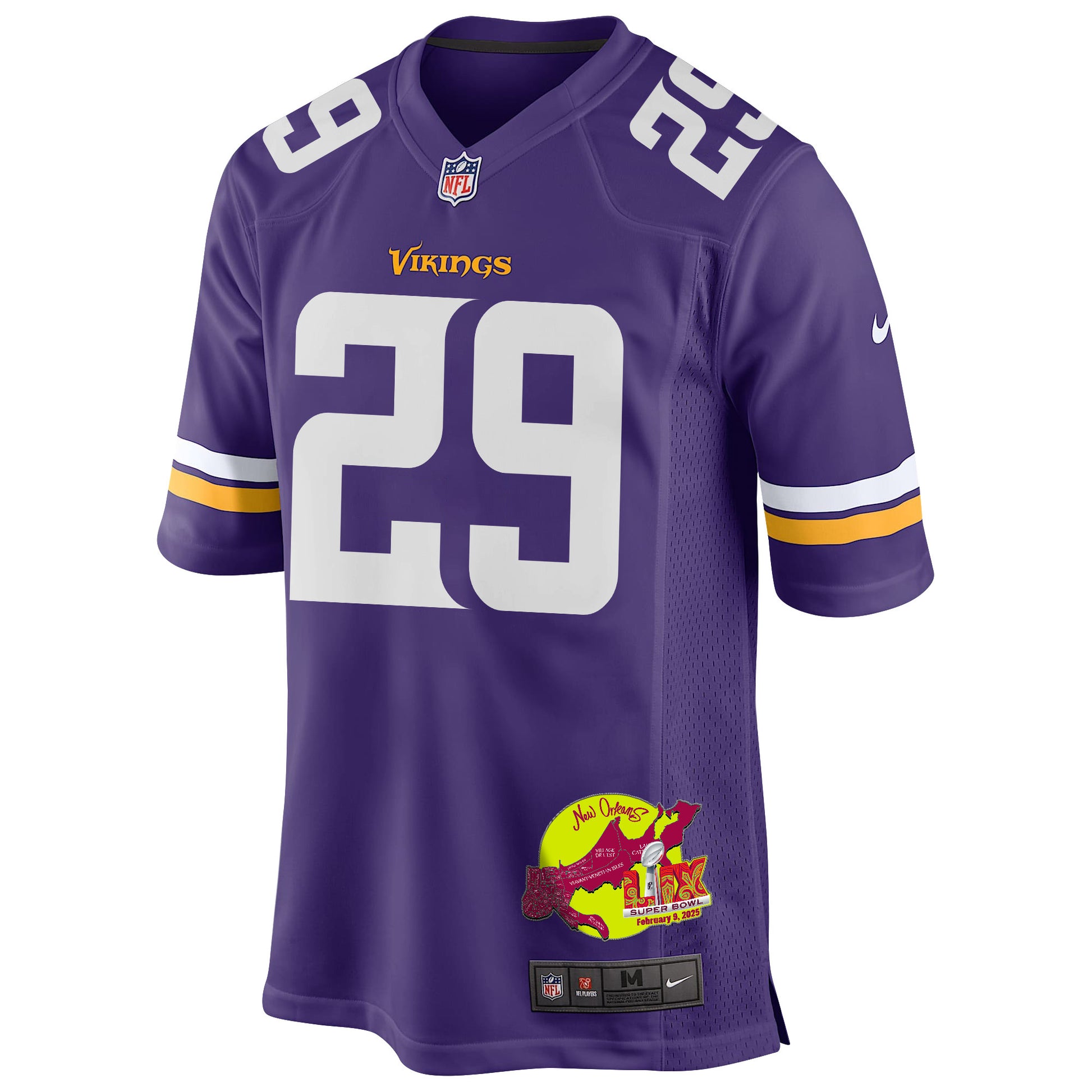 Dwight McGlothern 29 Minnesota Vikings Super Bowl LIX New Orleans Patch Game Jersey – Purple JS1489