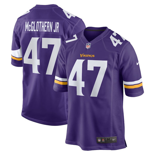 Dwight McGlothern Jr. 47 Minnesota Vikings Game Jersey – Purple JS4715