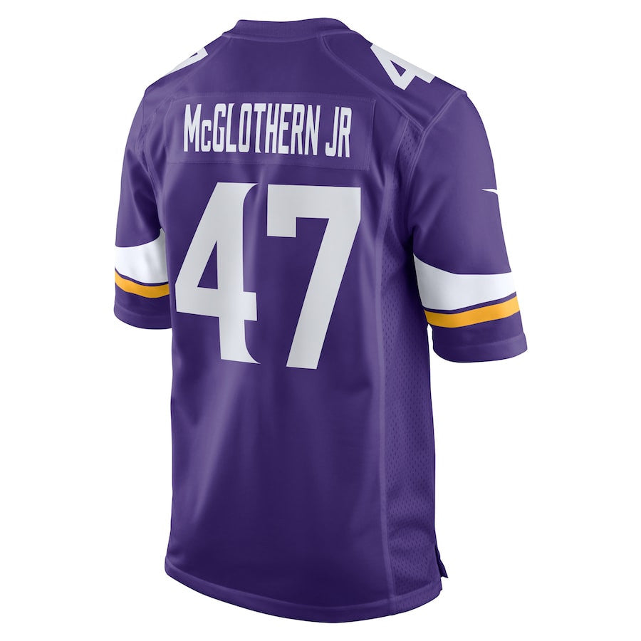 Dwight McGlothern Jr. 47 Minnesota Vikings Game Jersey – Purple JS4715
