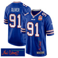Ed Oliver 91 Buffalo Bills Super Bowl LIX Champions Patch 'New Orleans – The Ultimate Showdown' EMBROIDERED Game Jersey – Royal JS82