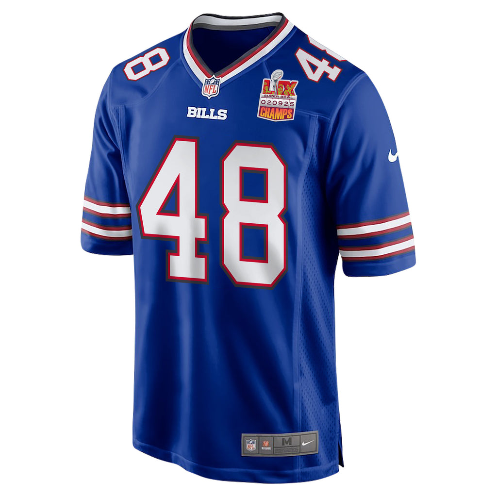 Edefuan Ulofoshio 48 Buffalo Bills Super Bowl LIX Champions Patch Game Jersey – Royal JS3278