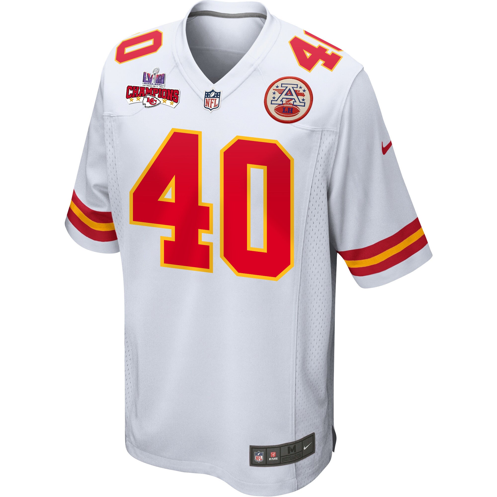 Ekow Boye-Doe 40 Kansas City Chiefs Super Bowl LVIII Champions 4 Stars Patch Game Jersey – White JS6170