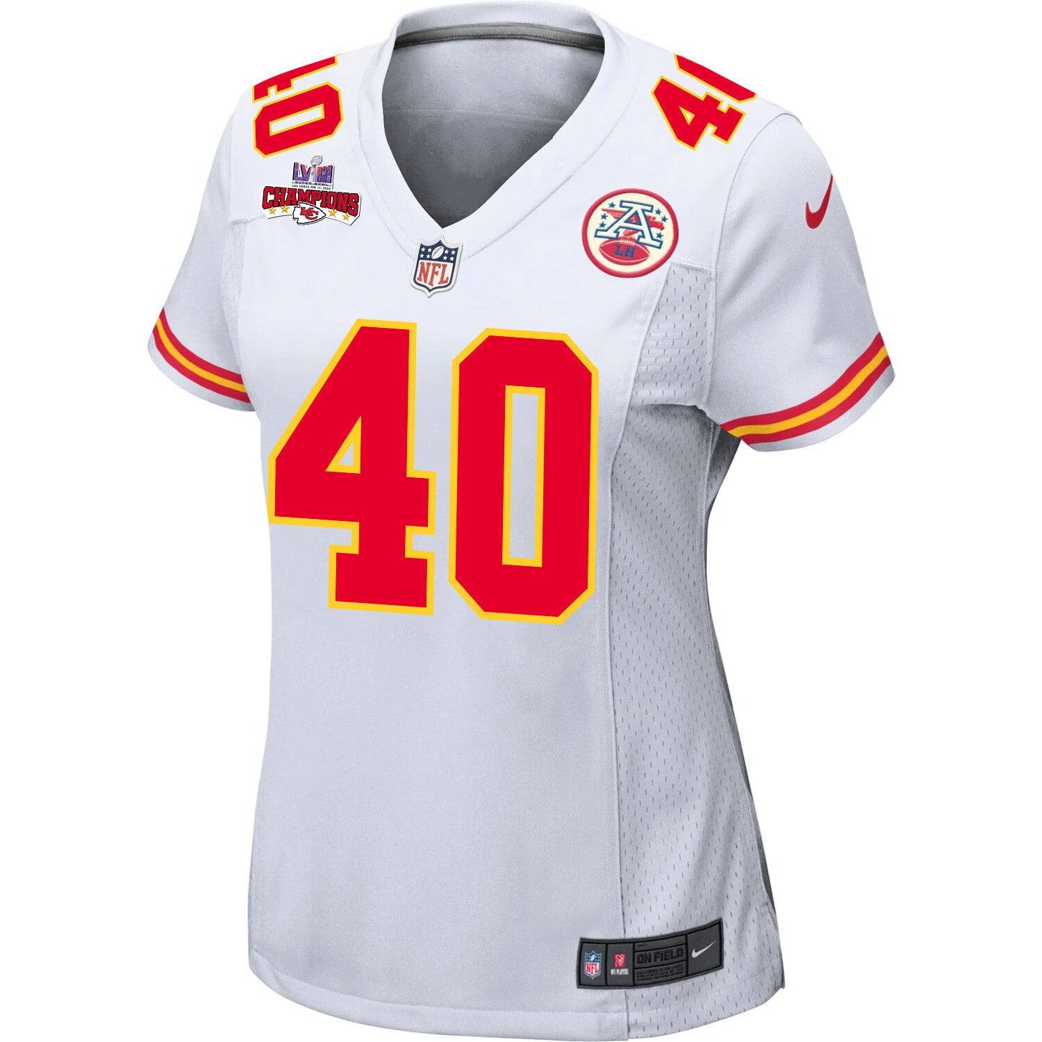 Ekow Boye-Doe 40 Kansas City Chiefs Super Bowl LVIII Champions 4 Stars Patch Game Jersey – White JS9150