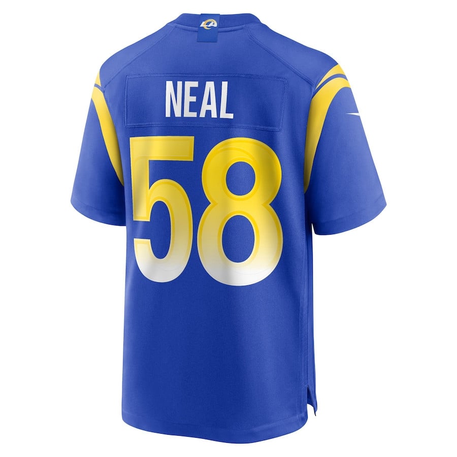 Eli Neal 58 Los Angeles Rams Game Jersey – Royal JS6232