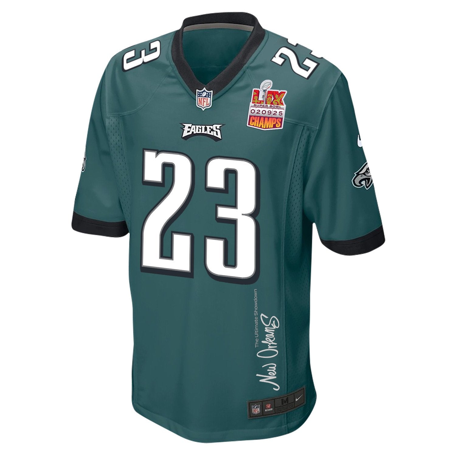 Eli Ricks 23 Philadelphia Eagles Super Bowl LIX Champions Patch 'New Orleans – The Ultimate Showdown' EMBROIDERED Game Jersey – Midn