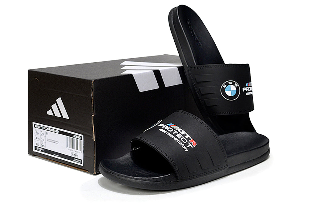Adidas x BMW M GT3 Adilette Slides All Black Custom-Edition