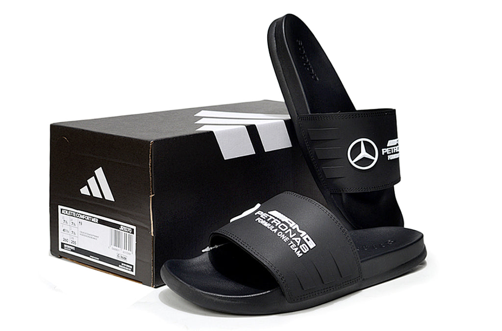 Adidas x Mercedes AMG Petronas F1 Adilette Slides All Black Custom-Edition