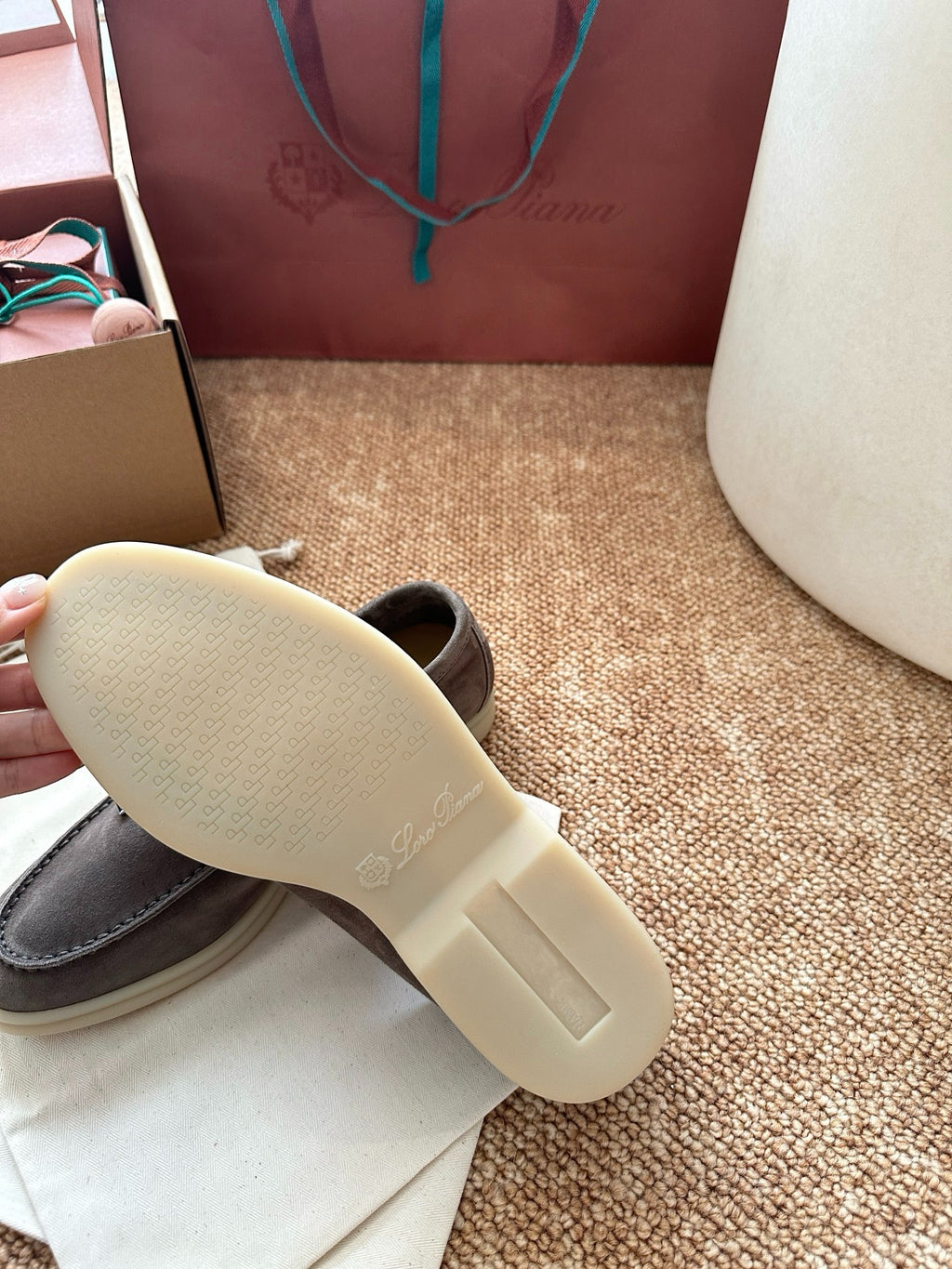 Loro Piana Summer Charms Walk Suede Loafers - Taupe Grey