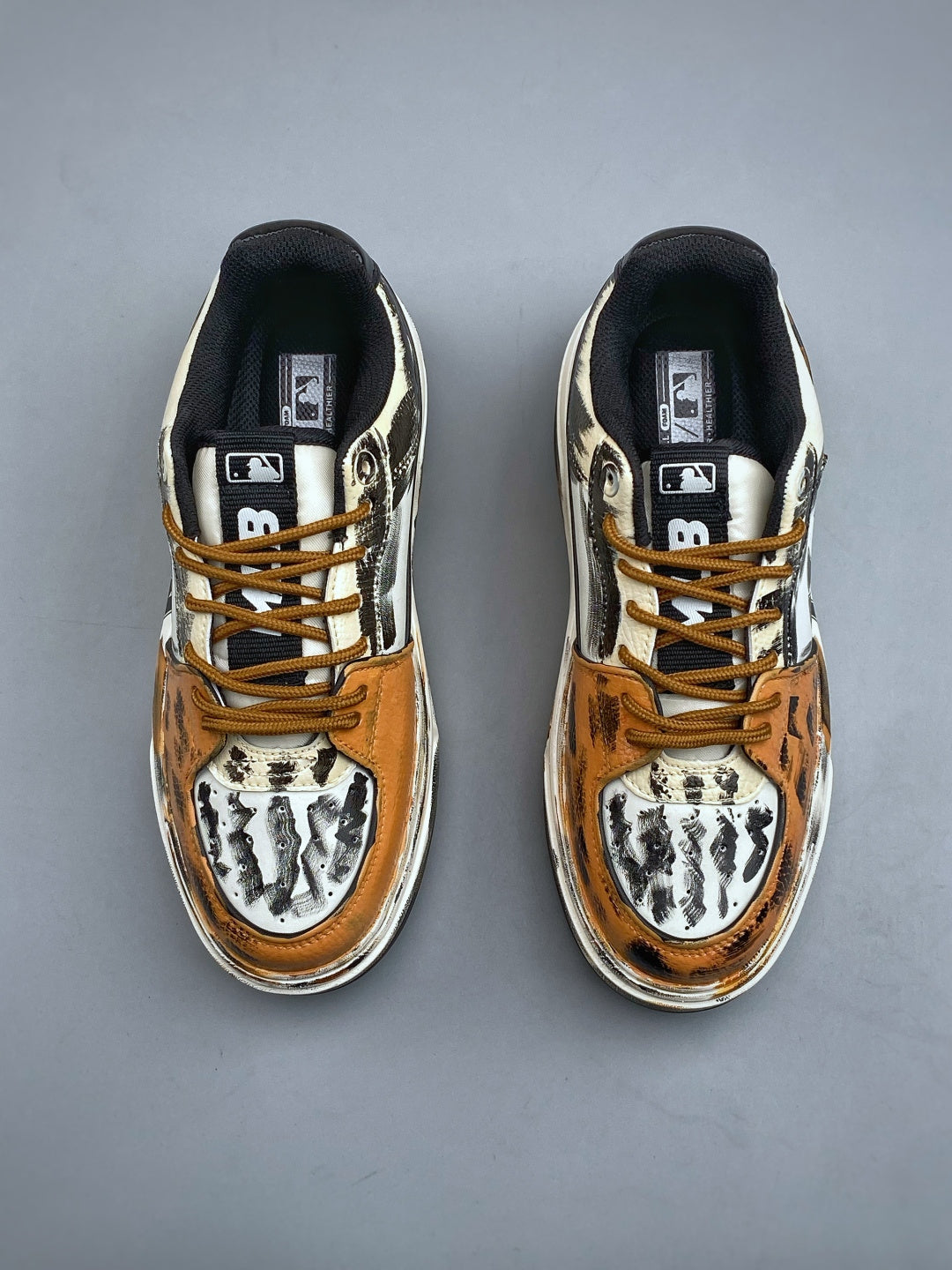 MLB New York Yankees Chunky Liner "Leopard Print Distressed" Custom Sneakers