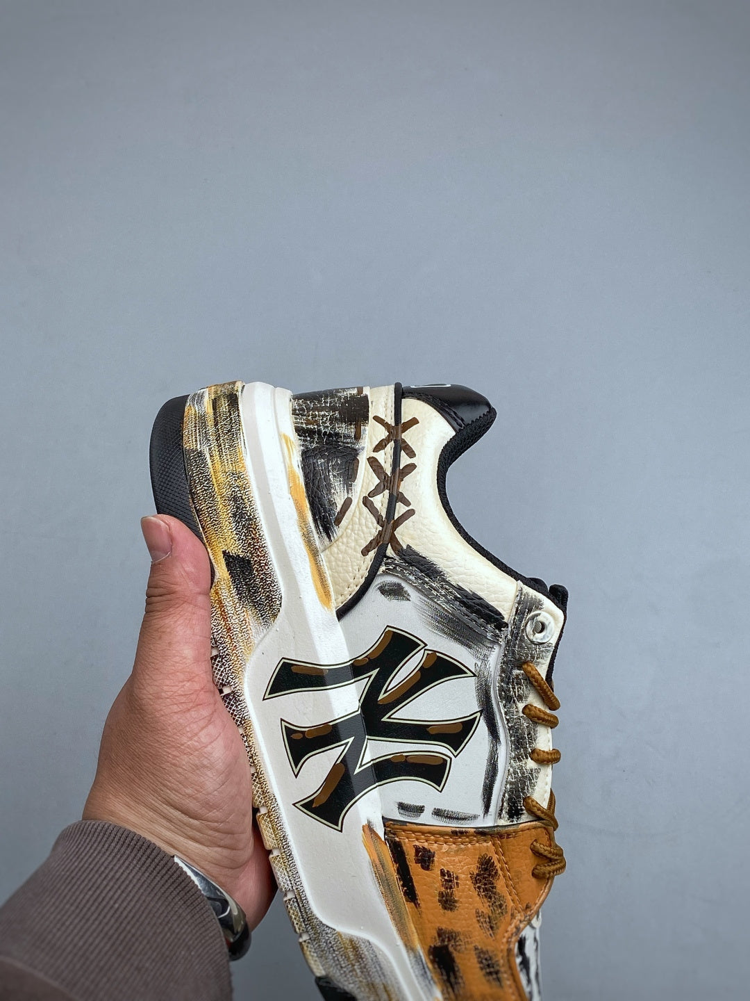 MLB New York Yankees Chunky Liner "Leopard Print Distressed" Custom Sneakers