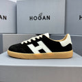 HOGAN Black Suede White H Logo Gum Sole Retro Casual Sneakers