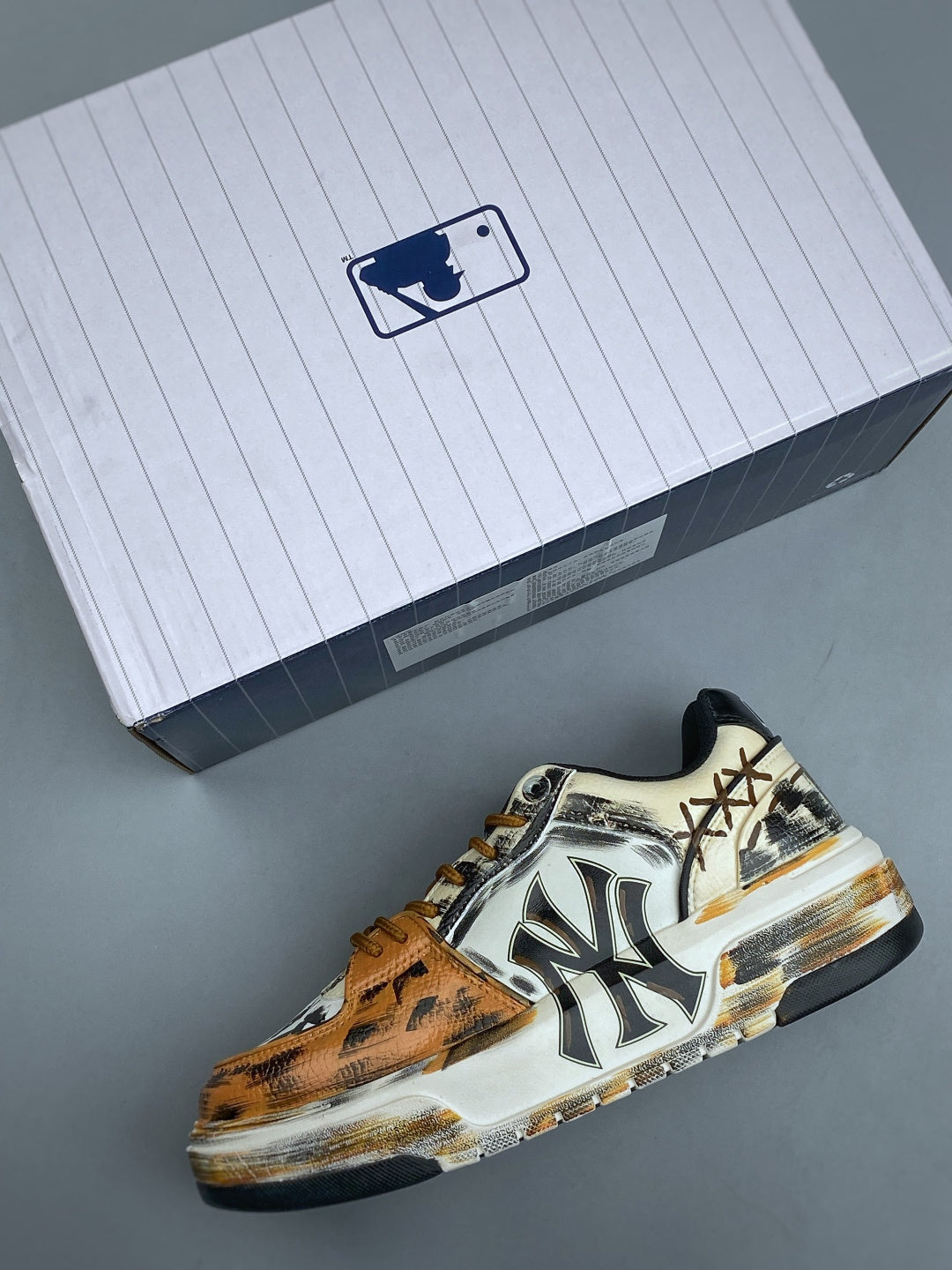 MLB New York Yankees Chunky Liner "Leopard Print Distressed" Custom Sneakers