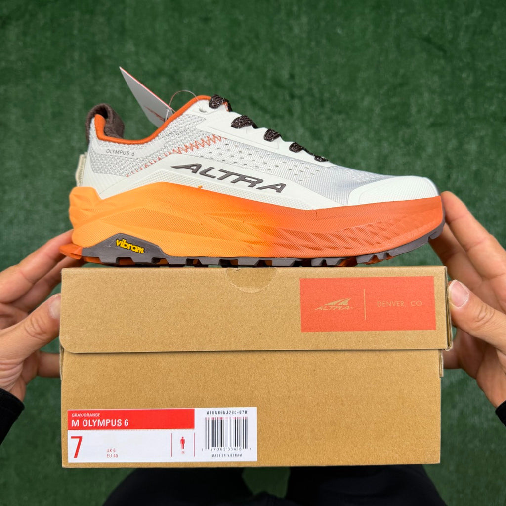Altra Olympus 6 White Orange Brown Zero Drop Breathable Trail Running Sneakers